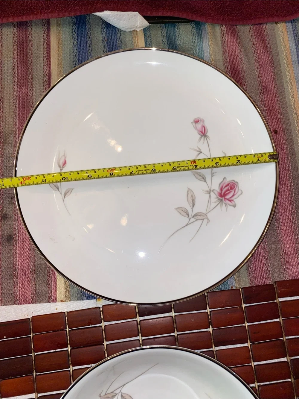 Vintage Seizan White Porcelain Dinner and Serving Bowls with Pink Rose Motif